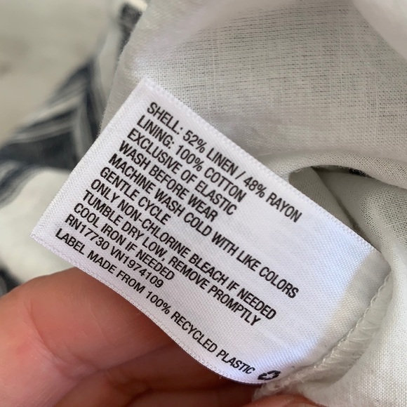 Universal thread sleeveless V-neck striped button-down dress‎ XS linen straps - Picture 4 of 4